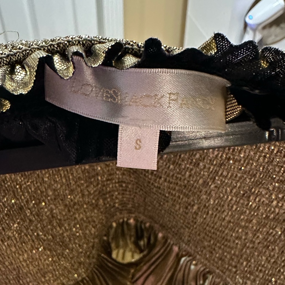 LoveShackFancy Metallic Gold Ruffle Mini Skirt - Picture 2 of 4
